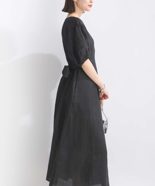 PICCIN（ピッチン）の「ウエストリボンリネンワンピース（ワンピース・レディース・ブルー/ブラック/イエロー・M）」の9枚目の写真