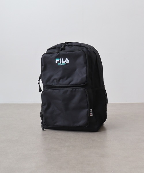 FILA（フィラ）の「ＦＩＬＡ　ダブルポケットリュック（バックパック/リュック・メンズ・ブラック×ブラック/ブラック×ホワイト/ブラック×グリーン/ブラック×レッド・FREE）」の9枚目の写真