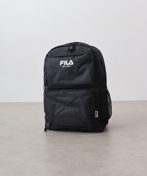 FILA（フィラ）の「ＦＩＬＡ　ダブルポケットリュック（バックパック/リュック・メンズ・ブラック×ブラック/ブラック×ホワイト/ブラック×グリーン/ブラック×レッド・FREE）」の11枚目の写真