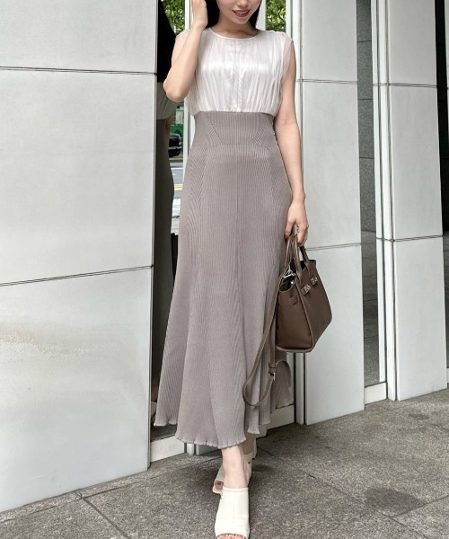 JILL by JILL STUART（ジルバイジルスチュアート）の「◇チュールドッキングニットワンピース（ワンピース・レディース・チャコールグレー/モカ/ブルー・FREE）」の3枚目の写真