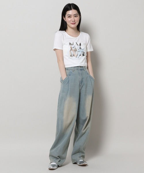 3.3 Field Trip （3.3フィールドトリップ）の「3.3 Field Trip／ウサギプリントT（Tシャツ/カットソー・レディース・ピンク/ブラック/ホワイト・FREE）」の5枚目の写真