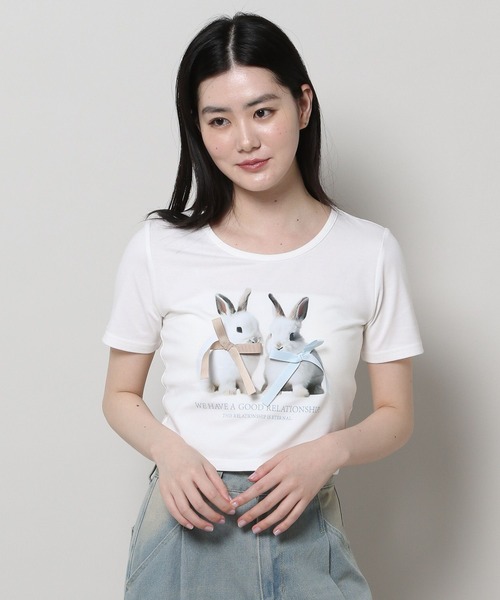 3.3 Field Trip （3.3フィールドトリップ）の「3.3 Field Trip／ウサギプリントT（Tシャツ/カットソー・レディース・ピンク/ブラック/ホワイト・FREE）」の7枚目の写真