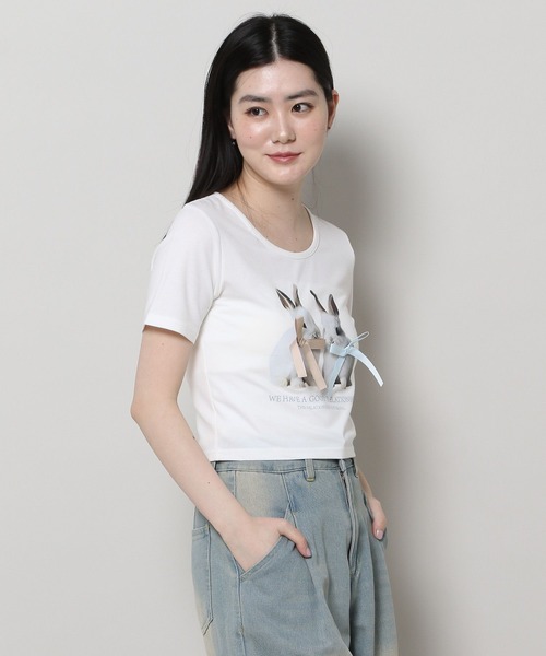 3.3 Field Trip （3.3フィールドトリップ）の「3.3 Field Trip／ウサギプリントT（Tシャツ/カットソー・レディース・ピンク/ブラック/ホワイト・FREE）」の8枚目の写真