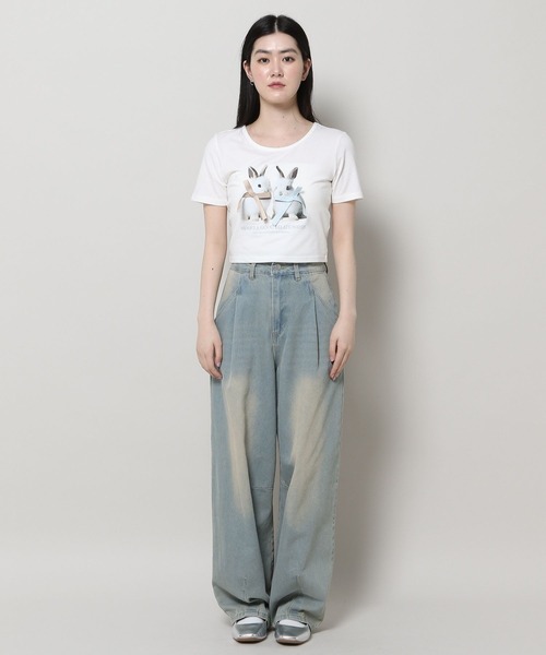 3.3 Field Trip （3.3フィールドトリップ）の「3.3 Field Trip／ウサギプリントT（Tシャツ/カットソー・レディース・ピンク/ブラック/ホワイト・FREE）」の9枚目の写真