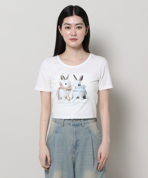 3.3 Field Trip （3.3フィールドトリップ）の「3.3 Field Trip／ウサギプリントT（Tシャツ/カットソー・レディース・ピンク/ブラック/ホワイト・FREE）」の10枚目の写真