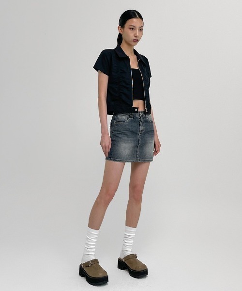 BLACKUP（ブラックアップ）の「[MADE] テズパーカリングシャーリング半袖ジップアップシャツ（シャツ/ブラウス・レディース・ライトベージュ/ブラック・SMALL/MEDIUM）」の13枚目の写真