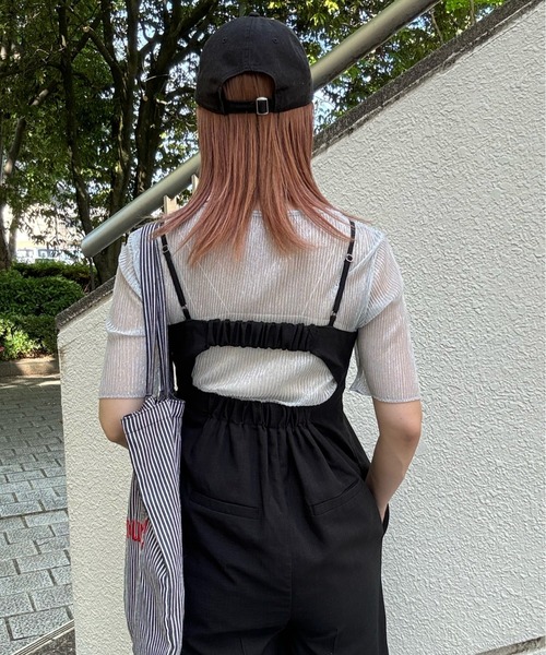 y/m by misato（イムバイミサト）の「ラメシアークルーネックトップス（Tシャツ/カットソー・レディース・ブラック/オフホワイト/ピンク・FREE）」の7枚目の写真