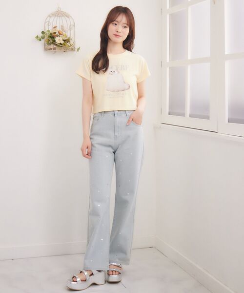 ems excite(エムズエキサイト)の「catロゴプリントTEE(Tシャツ/カットソー・レディース・イエロー/ブルー/オフホワイト・FREE)」の13枚目の写真