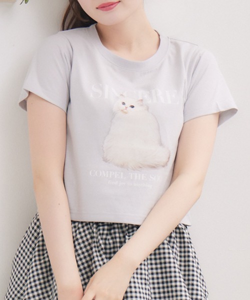 ems excite(エムズエキサイト)の「catロゴプリントTEE(Tシャツ/カットソー・レディース・イエロー/ブルー/オフホワイト・FREE)」の3枚目の写真