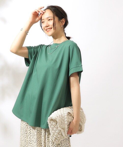 SHOO・LA・RUE（シューラルー）の「【汗ジミ防止/UV】夏も好きな色を着よう 欲ばりTシャツ（Tシャツ/カットソー・レディース・ホワイト/ブラック/グリーン/ダークオレンジ・02/03/04）」の21枚目の写真