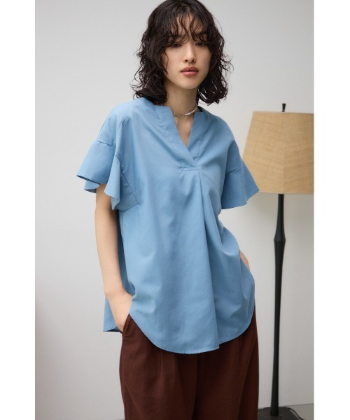AZUL by moussy（アズールバイマウジー）の「ラッフルスリーブスキッパーブラウス（Tシャツ/カットソー・レディース・ブルー/ブラック/オフホワイト・SMALL/MEDIUM）」の5枚目の写真