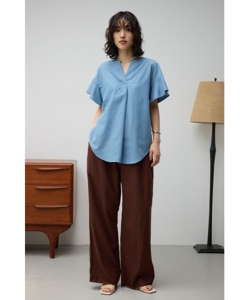 AZUL by moussy（アズールバイマウジー）の「ラッフルスリーブスキッパーブラウス（Tシャツ/カットソー・レディース・ブルー/ブラック/オフホワイト・SMALL/MEDIUM）」の6枚目の写真