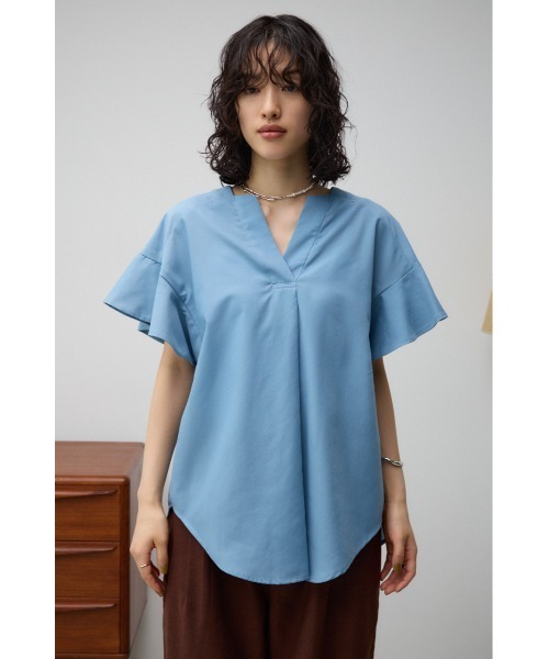 AZUL by moussy（アズールバイマウジー）の「ラッフルスリーブスキッパーブラウス（Tシャツ/カットソー・レディース・ブルー/ブラック/オフホワイト・SMALL/MEDIUM）」の7枚目の写真