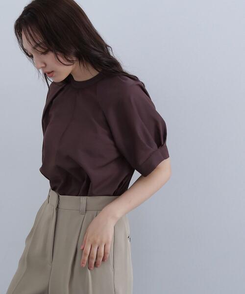 NATURAL BEAUTY BASIC(ナチュラルビューティーベーシック)の「◇シアータックスリーブブラウス(シャツ/ブラウス・レディース・オフホワイト/ワイン/ダークブラウン・FREE)」の1枚目の写真