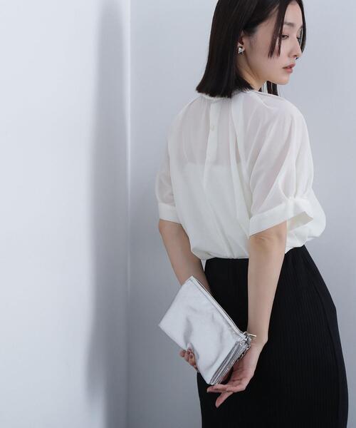 NATURAL BEAUTY BASIC(ナチュラルビューティーベーシック)の「◇シアータックスリーブブラウス(シャツ/ブラウス・レディース・オフホワイト/ワイン/ダークブラウン・FREE)」の2枚目の写真