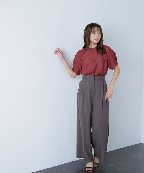 NATURAL BEAUTY BASIC(ナチュラルビューティーベーシック)の「◇シアータックスリーブブラウス(シャツ/ブラウス・レディース・オフホワイト/ワイン/ダークブラウン・FREE)」の9枚目の写真