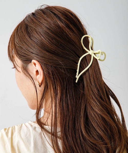 セール】カラーリボンメタルクリップ（バレッタ/ヘアクリップ