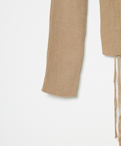 AO2(アオズ)の「Drawstring Ribbon Ribbed Tops / ドロストリボントップス(Tシャツ/カットソー・レディース・カーキ/アイボリー・FREE)」の9枚目の写真