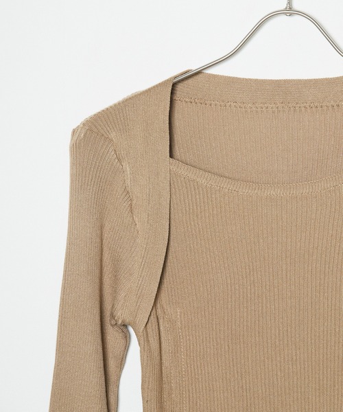 AO2(アオズ)の「Drawstring Ribbon Ribbed Tops / ドロストリボントップス(Tシャツ/カットソー・レディース・カーキ/アイボリー・FREE)」の10枚目の写真