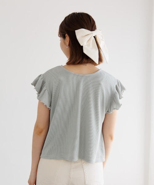 flower(フラワー)の「フリルスリーブトップ(Tシャツ/カットソー・レディース・アイボリー/カーキ・FREE)」の21枚目の写真