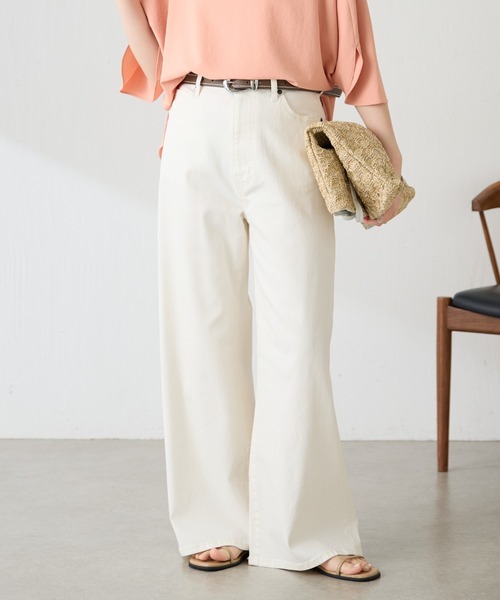 COLLAGE GALLARDAGALANTE(コラージュガリャルダガランテ)の「Q.anos/リラックススーパーワイド/WEB限定カラー・サイズ展開(デニムパンツ・レディース・ブルー/ブラック/ベージュ/オフホワイト/グレー/ライトグレー・0/1/TM/2/XL)」の2枚目の写真