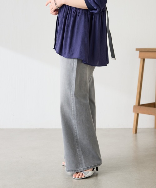 COLLAGE GALLARDAGALANTE(コラージュガリャルダガランテ)の「Q.anos/リラックススーパーワイド/WEB限定カラー・サイズ展開(デニムパンツ・レディース・ブルー/ブラック/ベージュ/オフホワイト/グレー/ライトグレー・0/1/TM/2/XL)」の15枚目の写真