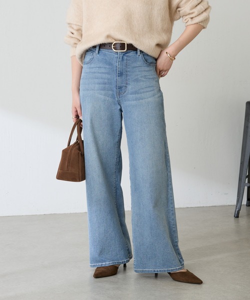 セール】Q.anos/リラックススーパーワイド（デニムパンツ