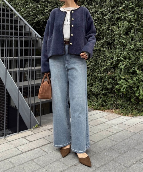 COLLAGE GALLARDAGALANTE（コラージュガリャルダガランテ）の「Q.anos/リラックススーパーワイド（デニムパンツ・レディース・ブルー/ブラック/ベージュ/オフホワイト/グレー・0/1/TM/2/XL）」の10枚目の写真