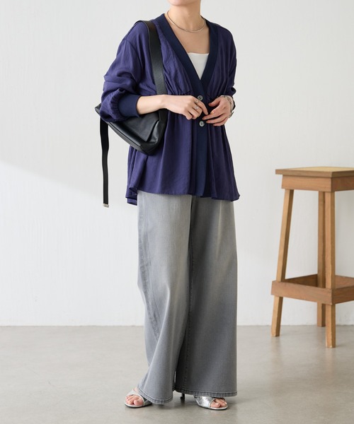 COLLAGE GALLARDAGALANTE(コラージュガリャルダガランテ)の「Q.anos/リラックススーパーワイド/WEB限定カラー・サイズ展開(デニムパンツ・レディース・ブルー/ブラック/ベージュ/オフホワイト/グレー/ライトグレー・0/1/TM/2/XL)」の19枚目の写真