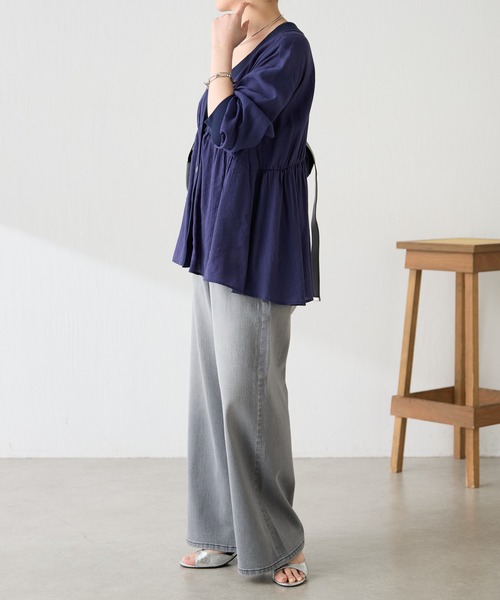 COLLAGE GALLARDAGALANTE(コラージュガリャルダガランテ)の「Q.anos/リラックススーパーワイド/WEB限定カラー・サイズ展開(デニムパンツ・レディース・ブルー/ブラック/ベージュ/オフホワイト/グレー/ライトグレー・0/1/TM/2/XL)」の18枚目の写真