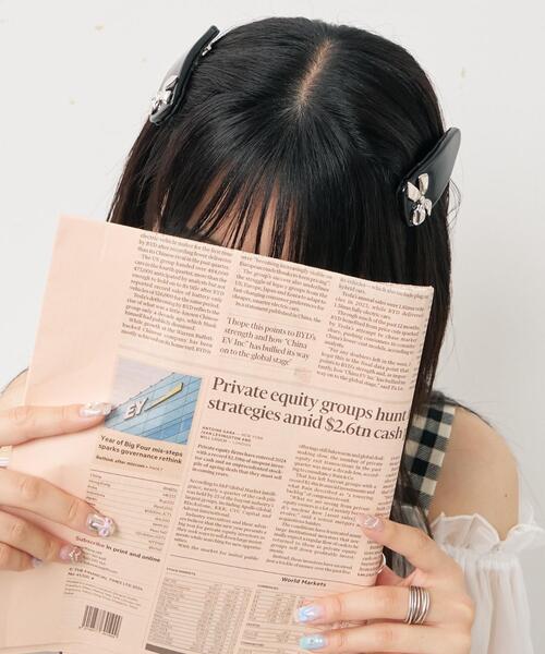 WEGO(ウィゴー)の「WEGO/【2点セット】モチーフパテッドバレッタ(バレッタ/ヘアクリップ・レディース・ライトピンク/ブラック/その他1/ブラック系その他/シルバー・FREE)」の2枚目の写真