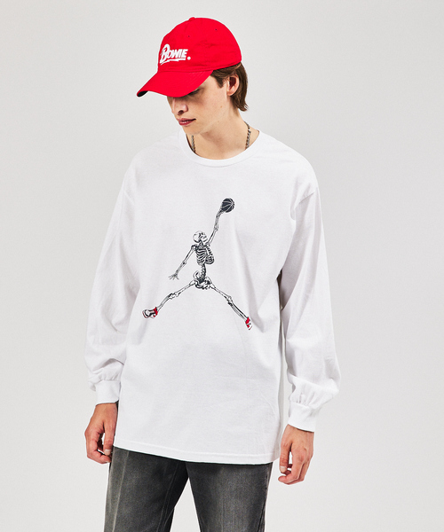 【THRIFTY LOOK/スリフティールック】Jumpman Flight Throw/ジャンプマン フライトスロー/BONES LONG Tシャツ(Tシャツ/カットソー)|THRIFTY LOOK(スリフティールック)