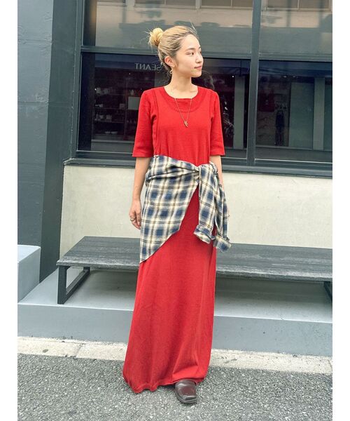 Ungrid(アングリッド)の「レイヤードニットワンピース(ワンピース・レディース・レッド/ブラック/チャコールグレー・FREE)」の3枚目の写真