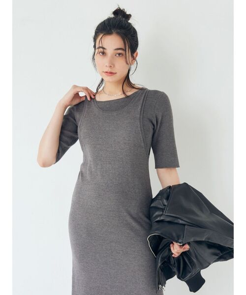 Ungrid(アングリッド)の「レイヤードニットワンピース(ワンピース・レディース・レッド/ブラック/チャコールグレー・FREE)」の10枚目の写真
