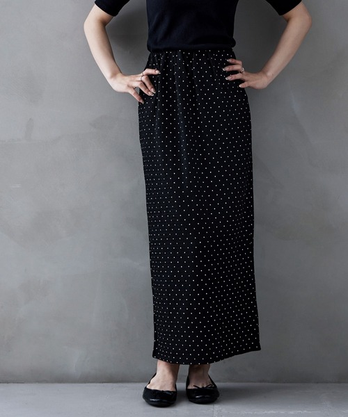 ★美品★【FifiCHACHNIL】ドット柄　タイトスカート グレー ☆美品☆【FifiCHACHNIL】ドット柄 タイトスカート グレー 細
