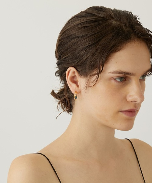 [elafonisi] ロンドンブルートパーズ リンクパヴェ フープ ピアス（ピアス（両耳用））｜ARTIDA OUD（アルティーダウード）