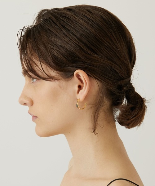 [elafonisi] ロンドンブルートパーズ リンクパヴェ フープ ピアス（ピアス（両耳用））｜ARTIDA OUD（アルティーダウード）