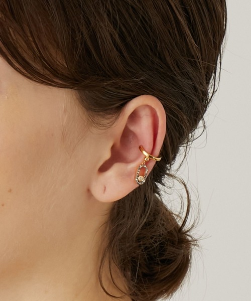 [elafonisi] ロンドンブルートパーズ リンクパヴェ フープ ピアス（ピアス（両耳用））｜ARTIDA OUD（アルティーダウード）