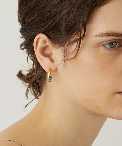 [elafonisi] ロンドンブルートパーズ リンクパヴェ フープ ピアス（ピアス（両耳用））｜ARTIDA OUD（アルティーダウード）