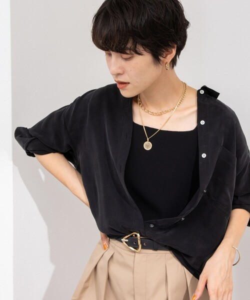 NOLLEY’S Sophi(ノーリーズソフィ)の「バックサテンジョーゼット4WAYタンク(タンクトップ・レディース・ベージュ/ブラック/オフホワイト・36/38)」の6枚目の写真