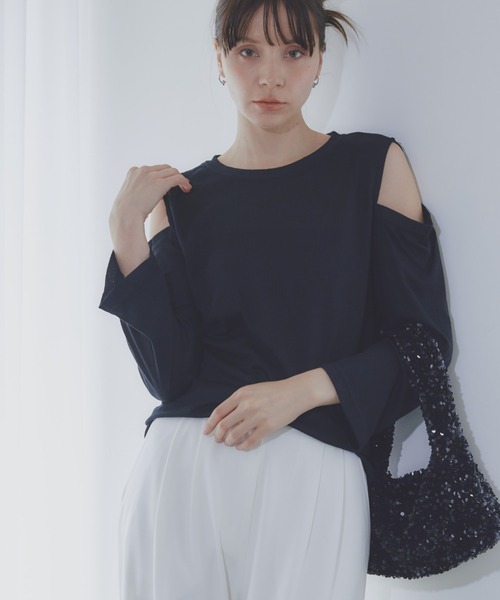 BARRETTA(バレッタ)の「肩あきカットソープルオーバー(Tシャツ/カットソー・レディース・ブラック/グレー/ブルー/ホワイト・FREE)」の2枚目の写真