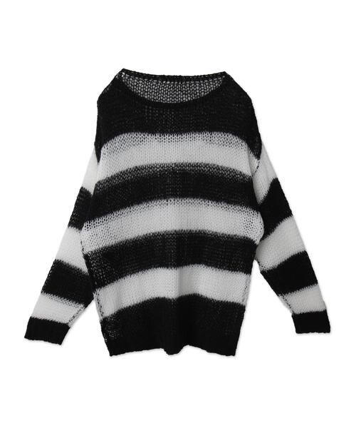 WEGO（ウィゴー）の「WEGO/ボーダーモヘアタッチメッシュニットプルオーバー（ニット/セーター・レディース・グレー/レッド/ホワイト・FREE）」の7枚目の写真