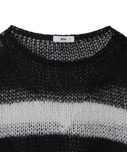 WEGO（ウィゴー）の「WEGO/ボーダーモヘアタッチメッシュニットプルオーバー（ニット/セーター・レディース・グレー/レッド/ホワイト・FREE）」の8枚目の写真