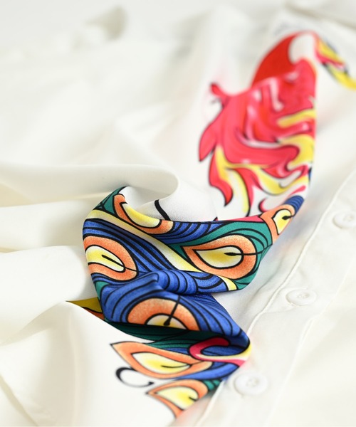 クジャク プリント 長袖ブラウス チュニック（シャツ/ブラウス）｜ABBEY MARKET（アビーマーケット）