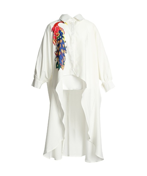 クジャク プリント 長袖ブラウス チュニック（シャツ/ブラウス）｜ABBEY MARKET（アビーマーケット）