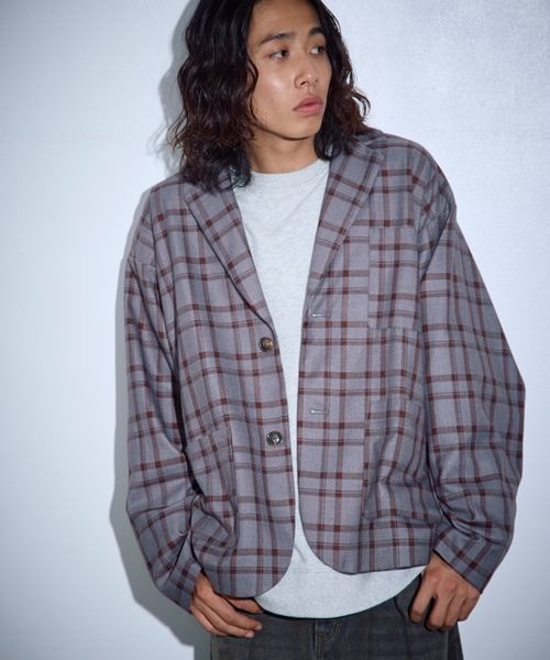 PBLIM(ページボーイリム)の「PBLIM/アソートテーラージャケット(テーラードジャケット・レディース・チェック/ベージュ/グレー・FREE)」の3枚目の写真