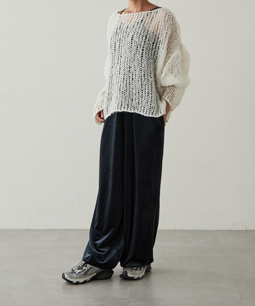 earthy(アーシー)の「シアーハンドライクオーバーニット(ニット/セーター・レディース・オフホワイト/モカ/オレンジ/ブラック・FREE)」の7枚目の写真