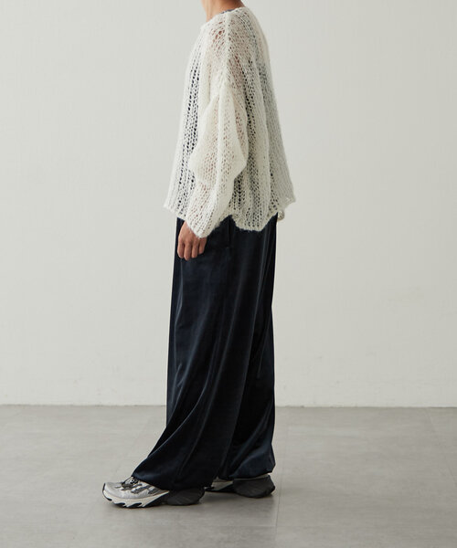 earthy(アーシー)の「シアーハンドライクオーバーニット(ニット/セーター・レディース・オフホワイト/モカ/オレンジ/ブラック・FREE)」の9枚目の写真