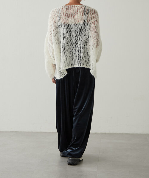 earthy(アーシー)の「シアーハンドライクオーバーニット(ニット/セーター・レディース・オフホワイト/モカ/オレンジ/ブラック・FREE)」の11枚目の写真