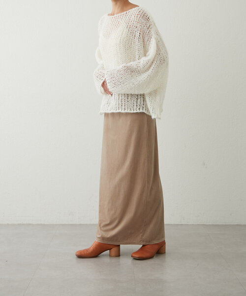 earthy(アーシー)の「シアーハンドライクオーバーニット(ニット/セーター・レディース・オフホワイト/モカ/オレンジ/ブラック・FREE)」の15枚目の写真